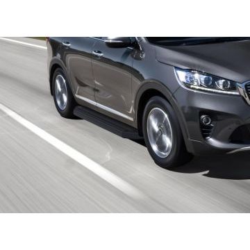 Пороги алюминиевые Rival Black-Premium для Kia Sorento Prime 2018-