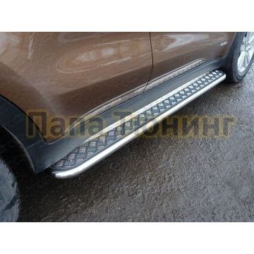 Пороги с площадкой алюминиевый лист 42 мм для Kia Sportage 2018-2021