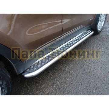 Пороги с площадкой алюминиевый лист 60 мм для Kia Sportage 2018-2021