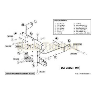 Фаркоп Brink шар F для Land Rover Defender 90/110/130 1998-2016