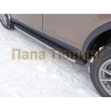 Пороги алюминиевые ТСС с накладкой серебристые для Land Rover Discovery Sport 2014- Пороги алюминиевые ТСС с накладкой серебристые для Land Rover Discovery Sport 2014-