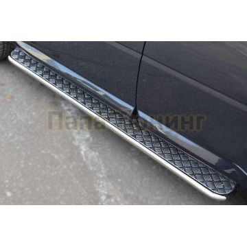 Пороги с площадкой алюминиевый лист d42вариант 2 РусСталь для Land Rover Freelander 2 2012-2014