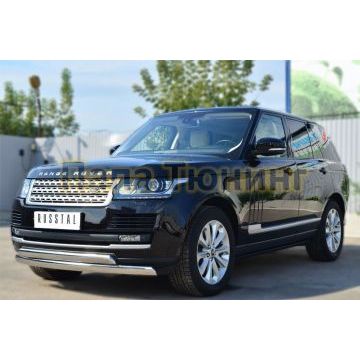 Защита передняя овальная двойная 75х42 мм РусСталь для Land Rover Range Rover 2012-