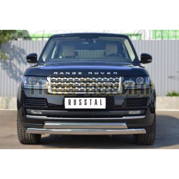 Защита передняя овальная двойная 75х42 мм РусСталь для Land Rover Range Rover 2012-