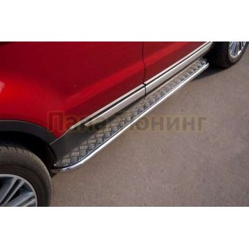 Пороги с площадкой алюминиевый лист d42вариант 2 РусСталь для Land Rover Range Rover Evoque 2011-