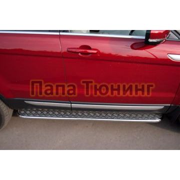 Пороги с площадкой алюминиевый лист 42 мм РусСталь для Land Rover Range Rover Evoque 2011-