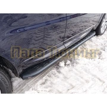Пороги алюминиевые ТСС с накладкой чёрные для Land Rover Range Rover Sport 2013- Пороги алюминиевые ТСС с накладкой чёрные для Land Rover Range Rover Sport 2013-