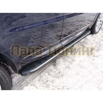 Пороги алюминиевые ТСС с накладкой серые для Land Rover Range Rover Sport 2013- Пороги алюминиевые ТСС с накладкой серые для Land Rover Range Rover Sport 2013-