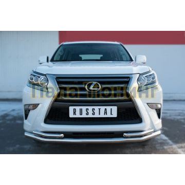 Защита передняя двойная с секциями d57-d42 РусСталь для Lexus GX-460 2014-