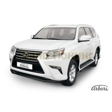 Защита переднего бампера чёрная сталь 57 мм Slitkoff для Lexus GX-460 2014-