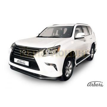 Защита переднего бампера чёрная сталь 76 мм Slitkoff для Lexus GX-460 2014-