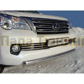 Защита передняя овальная 75х42 мм ТСС для Lexus GX-460 2010-2013