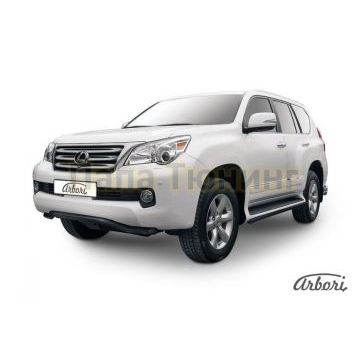 Защита передняя чёрная сталь волна 57 мм Slitkoff для Lexus GX-460 2010-2013