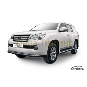 Защита переднего бампера чёрная сталь 76 мм Slitkoff для Lexus GX-460 2010-2013