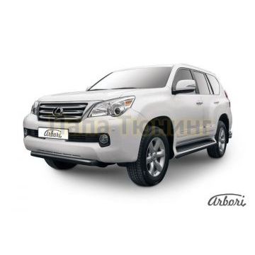 Защита передняя чёрная сталь короткая 76 мм Slitkoff для Lexus GX-460 2010-2013