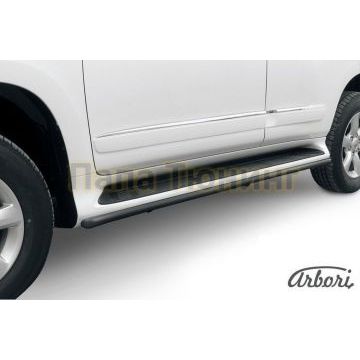 Защита штатных порогов чёрная сталь труба 42 мм Slitkoff для Lexus GX-460 2010-2013