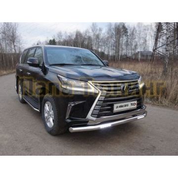 Защита переднего бампера с ДХО 76 мм ТСС для Lexus LX-570/450d 2015-
