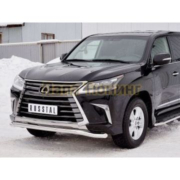 Защита переднего бампера d57 волна РусСталь для Lexus LX-570/450d 2015-
