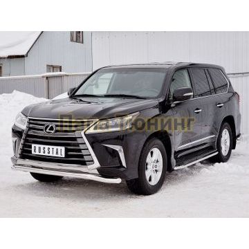 Защита переднего бампера d57 волна РусСталь для Lexus LX-570/450d 2015-