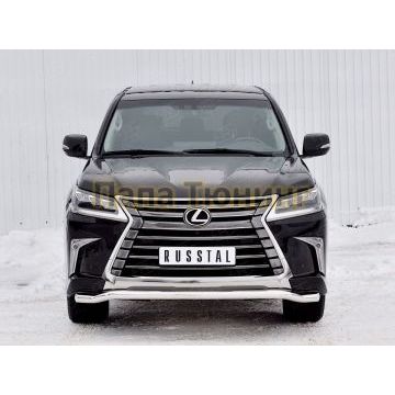Защита переднего бампера d57 волна РусСталь для Lexus LX-570/450d 2015-