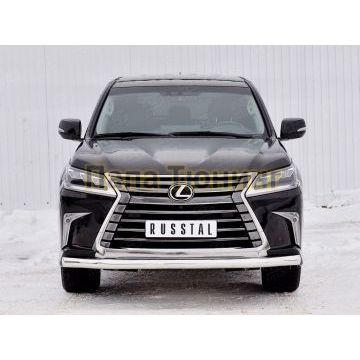 Защита переднего бампера d76 РусСталь для Lexus LX-570/450d 2015-