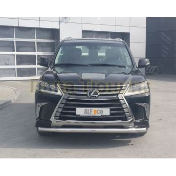 Защита переднего бампера 76 мм ALFeco для Lexus LX 570/450d 2015-