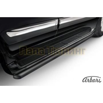 Защита штатных порогов чёрная сталь труба 57 мм Slitkoff для Lexus LX-570 2012-