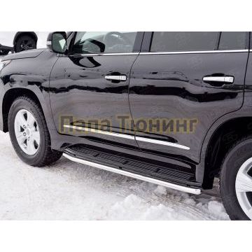 Защита штатных порогов d42 вариант 1 РусСталь для Lexus LX-570/450d 2015-