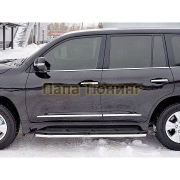 Защита штатных порогов d42 вариант 1 РусСталь для Lexus LX-570/450d 2015-
