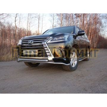 Защита передняя двойная 42-42 мм ТСС для Lexus LX-570/450d 2015-