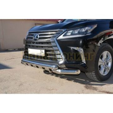 Защита переднего бампера Shark 76-76 мм CAN Otomotiv для Lexus LX-570/450d 2015-