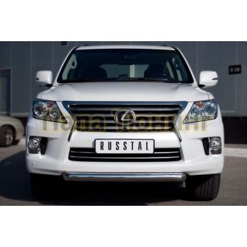 Защита переднего бампера d76 короткая РусСталь для Lexus LX-570 2012-2015