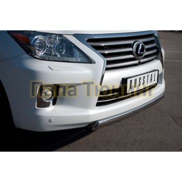 Защита передняя 75х42 мм овал короткая РусСталь для Lexus LX-570 2012-2015