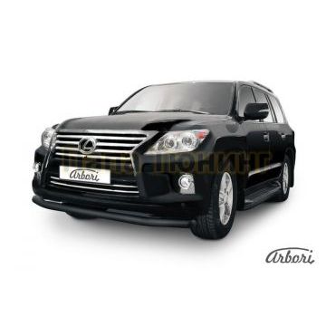 Защита переднего бампера чёрная сталь 76 мм Slitkoff для Lexus LX-570 2012- Защита переднего бампера чёрная сталь 76 мм Slitkoff для Lexus LX-570 2012-