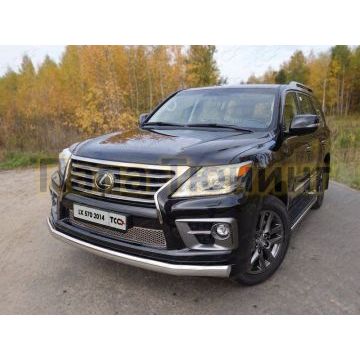 Защита передняя овальная длинная 75-42 мм ТСС для Lexus LX-570 Sport 2014-