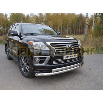 Защита передняя двойная 76-75 мм ТСС для Lexus LX-570 Sport 2014-