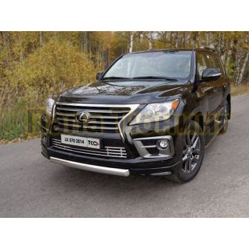 Защита передняя овальная короткая 75-42 мм ТСС для Lexus LX-570 Sport 2014-