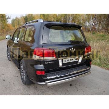 Защита заднего бампера овальная 75-42 мм ТСС для Lexus LX-570 Sport 2014-