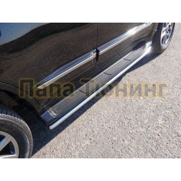 Защита штатных порогов 42 мм ТСС для Lexus LX-570 Sport 2014-