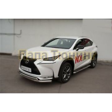 Пороги с площадкой алюминиевый лист d42 вариант 2 РусСталь для Lexus NX-200/200t/300h 2014-