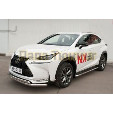 Пороги с площадкой алюминиевый лист d42 вариант 1 РусСталь для Lexus NX-200/200t/300h 2014-