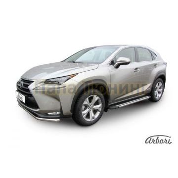 Пороги алюминиевые Arbori Luxe Black черные для Lexus NX-200/200t/300h 2014-