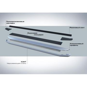 Пороги алюминиевые Rival Premium для Mitsubishi ASX/Outlander/Peugeot 4007/4008/Citroen C 2006-