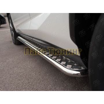 Пороги с площадкой алюминиевый лист d42 вариант 1 РусСталь для Lexus NX-200 2014-