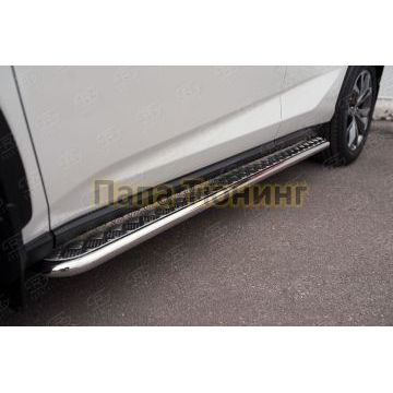 Пороги с площадкой алюминиевый лист d42 вариант 1 РусСталь для Lexus NX-200 2014-