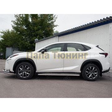 Пороги с площадкой алюминиевый лист d42 вариант 1 РусСталь для Lexus NX-200 2014-