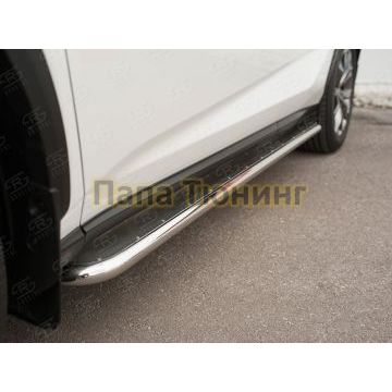 Пороги с площадкой нержавеющий лист 42 мм РусСталь для Lexus NX-200 2014-