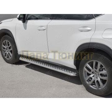 Пороги с площадкой алюминиевый лист d42 вариант 2 для Lexus NX-300 2017-