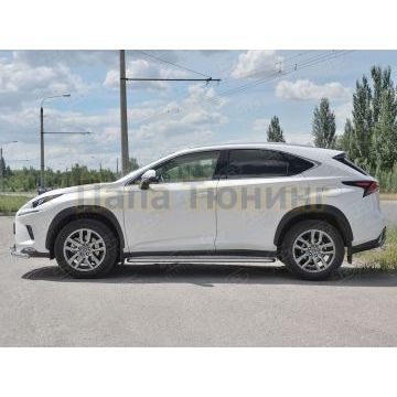 Пороги с площадкой алюминиевый лист d42 вариант 2 для Lexus NX-300 2017-