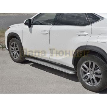 Пороги с площадкой нержавеющий лист 42 мм для Lexus NX-300 2017-